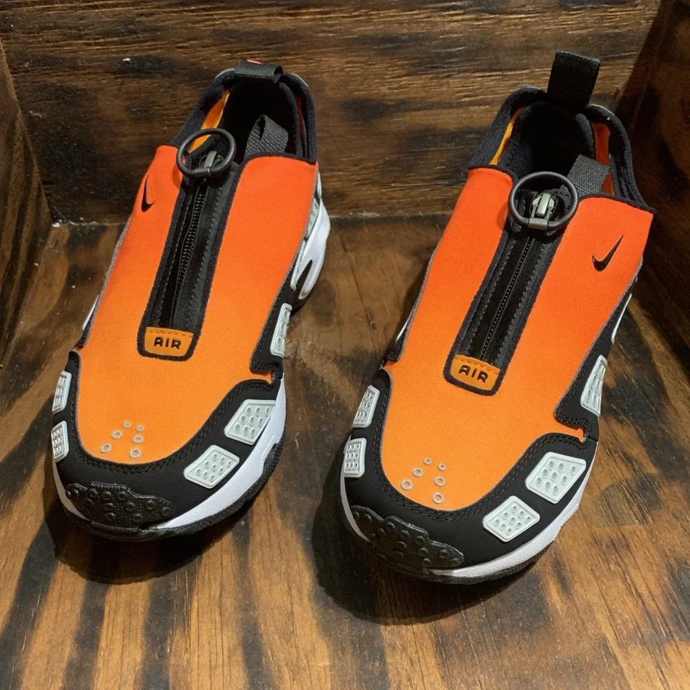 Nike Air Sunder Max Low Top Sneakers Orange Black White Zip Lace Up Size 7